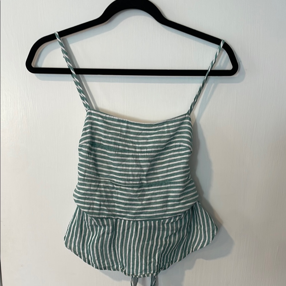 Francesca's Collections Green Striped Tank Top